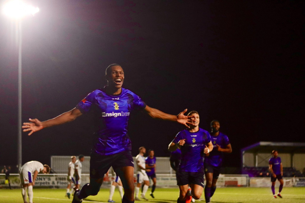 Ryan Charles celebrates the winning goal.