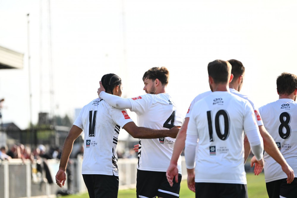 Tyler Forbes is congratulated after the opening goal. Picture by Paul Bocking. InFocus Photos. 