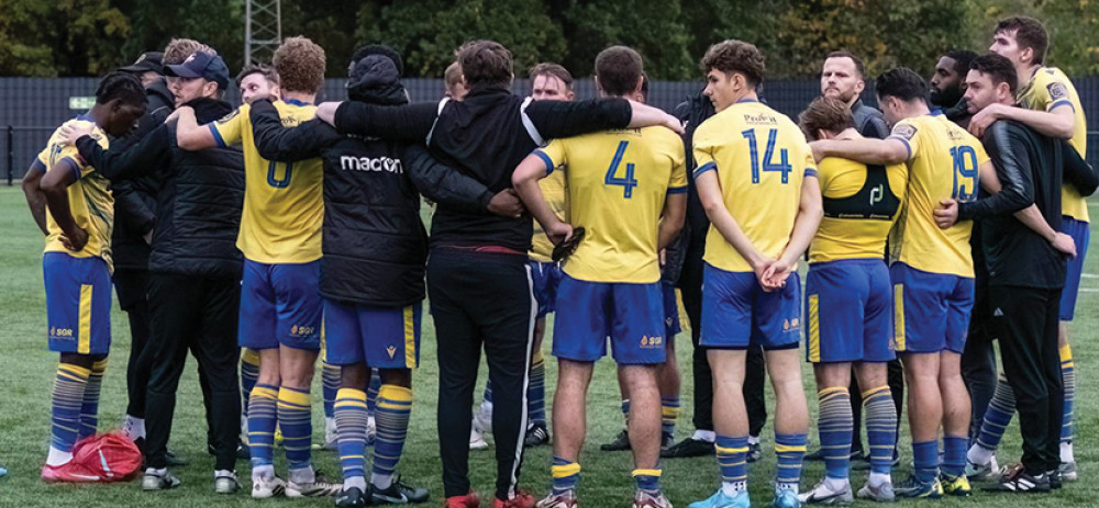 Post match Blues! Grays players gather to refelct on their defeat at heybridge. 
