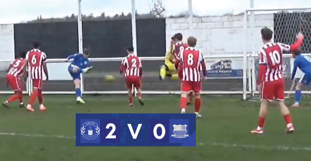 Gabriel Chapps with the opening goal on his Grays debut. 