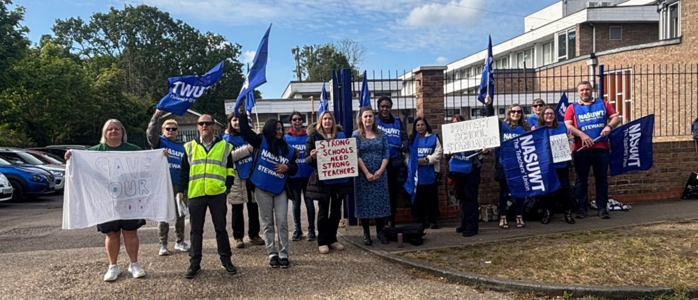 Teachers withdraw labour and form picket line outside financially challenged Grays Convent High School in bid to protect jobs and pay